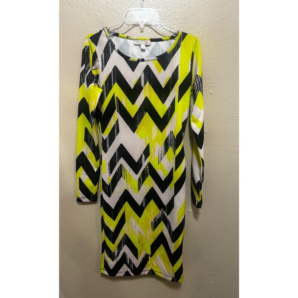 Geometric‎ Dress, White, Black and Yellow Party Cocktail Bodycon Dress